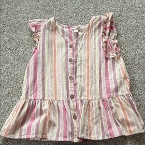 Cat & Jack Multicolor Striped Blouse with Ruffle Sleeves